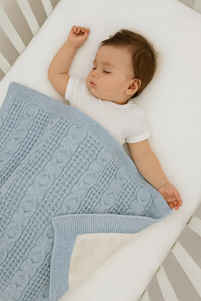 Julayla Welsoft Astarlı Triko Battaniye 90x100  mavi