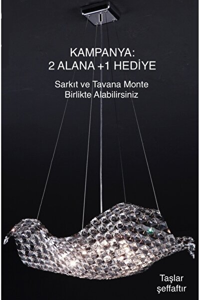 Lamp24 - Mendil Model Kristal Şeffaf Taşlı Sarkıt Avize