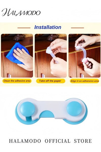 HALAMODO 15PCS Kid's Safety Locks Fridge Drawers Cupboard Locks Adhesive Cabinet Latches Multi-Purpose Locks