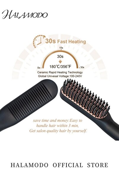 HALAMODO 3 in 1 Hair Straightening Brush And Comb Set Dark Rose 26 X 4.8 X 8cm