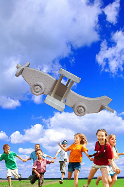 Umay طائرة لعبة خشبية مصنوعة يدويًا - لعبة أطفال تعليمية، إبداعية، طبيعية وآمنة