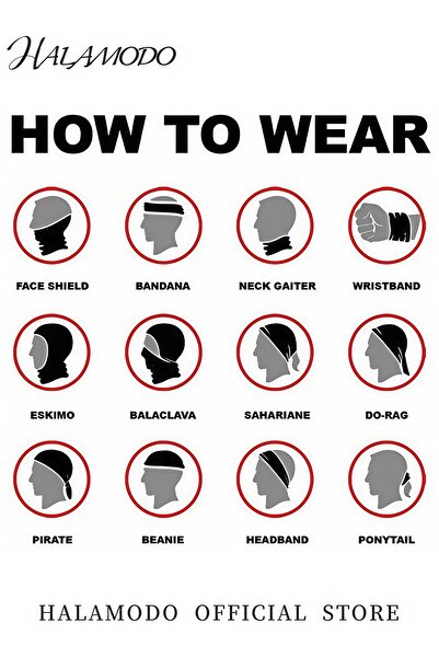 HALAMODO Skull Pattern Face Mask Headband Motorcycle Headwear Multi-Functional Scarf Neck Warmer Dust-Proof M