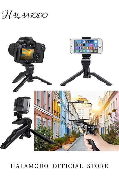 HALAMODO Mini Tripod Stand for Smartphone Foldable Cellphone Holder Tabletop Steady-Shot Tripod Stand Live Mo