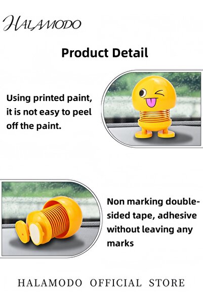 HALAMODO Car Shaking Head Doll Ornament Smiling Swaying Doll Spring Swing Doll Auto Interior Decor Creative D