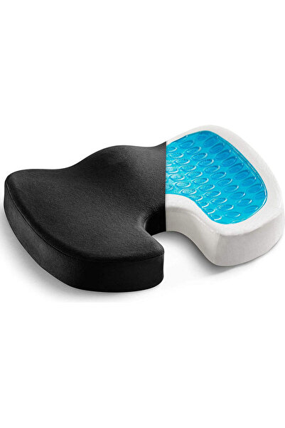 HALAMODO وسادة مقعد من إسفنج الذاكرة المعزز بالجل، أسود 35x45x7.5 سم