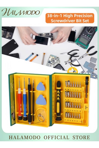 HALAMODO مجموعة مفكات براغي لإصلاح الهواتف المحمولة 38 في 1، متعددة الألوان