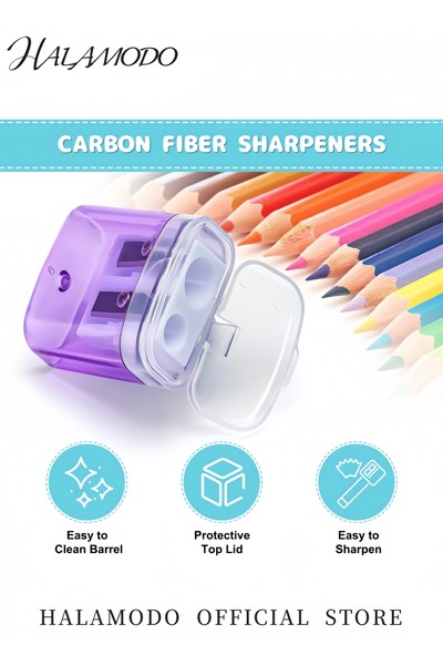 HALAMODO Push Pull Double Hole Pencil Sharpener Single Hole Double Hole Multifunctional Pencil Sharpener Scho