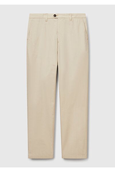 United Colors of Benetton Men's Stone Color 100% Cotton Parachute Fabric Slim Fit Chino Trousers
