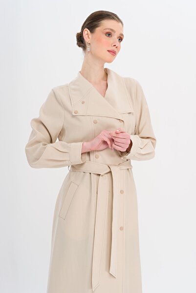 Olcay Καπέλο από μοντέλο χωρίς επένδυση με κασκόλ και λεπτομέρεια κουμπώματος που κλείνει με κουμπί πέτρα 6729