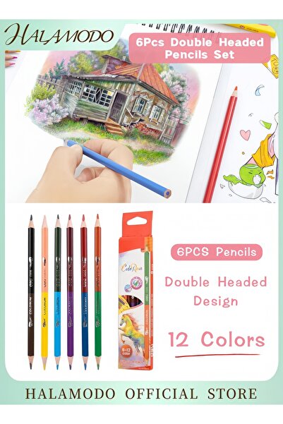 HALAMODO مجموعة أقلام تلوين مكونة من 6 قطع، أقلام تلوين، لوازم فنية، أقلام تل...