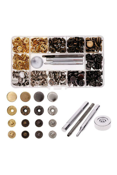 HALAMODO طقم 120 قطعة من أزرار الكبس الجلدية متعددة الألوان