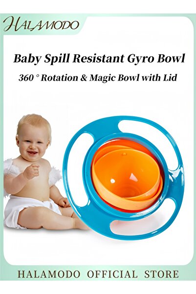 HALAMODO Kid's Bowl 360 Degree Rotation Spill Resistant Gyro Bowl Rotating Ba...