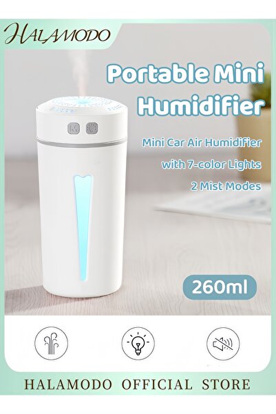 HALAMODO مرطب هواء محمول يعمل بالطاقة عبر USB مع ضوء محيطي للاستخدام في المنز...