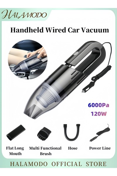 HALAMODO مكنسة كهربائية للسيارة محمولة سلكية مكنسة كهربائية للسيارة محمولة بق...