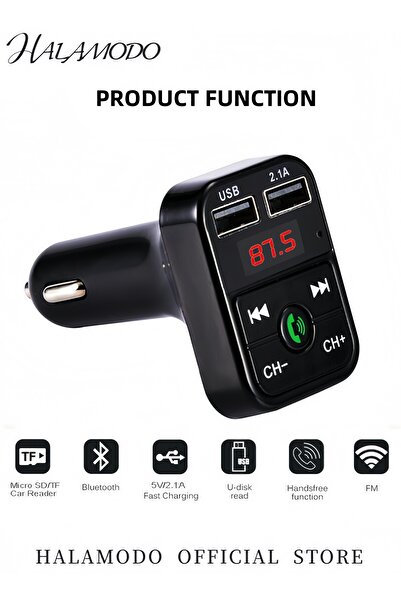 HALAMODO Car Bluetooth Transmitter Wireless Bluetooth Rudio Aux Adapter Car Kit MP3 Player Receiver Audio Mus