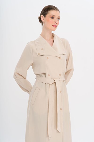 Olcay Καπέλο από μοντέλο χωρίς επένδυση με κασκόλ και λεπτομέρεια κουμπώματος που κλείνει με κουμπί πέτρα 6729