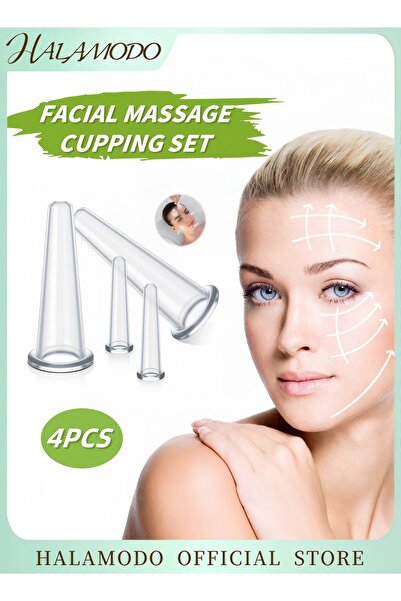 HALAMODO 4Pcs Silicone Cupping Set Transparent Mini Facial Massage Cups for S...