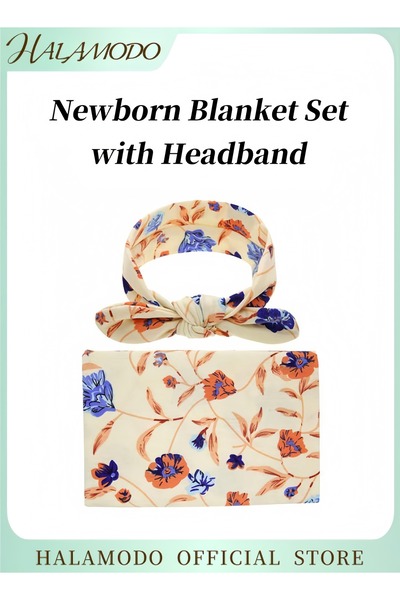 HALAMODO طقم من قطعتين من بطانيات التقميط المطبوعة للأطفال، قطعة واحدة من لفا...