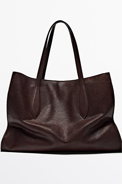 Massimo Dutti Napa deri büyük tote çanta