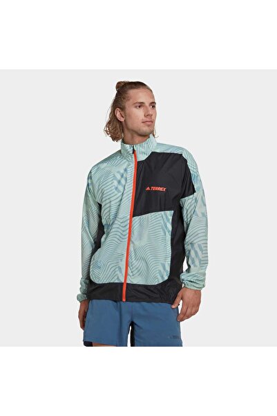 adidas سترة واقية للرجال باللون الأخضر - الرمادي Hı6199 Trail Wind J