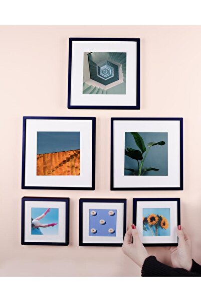 Nobbystar Black Square Photo Frame with Adhesive Removable Mat - Pack of 6