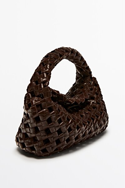 Massimo Dutti Napa deri örgü mini çanta