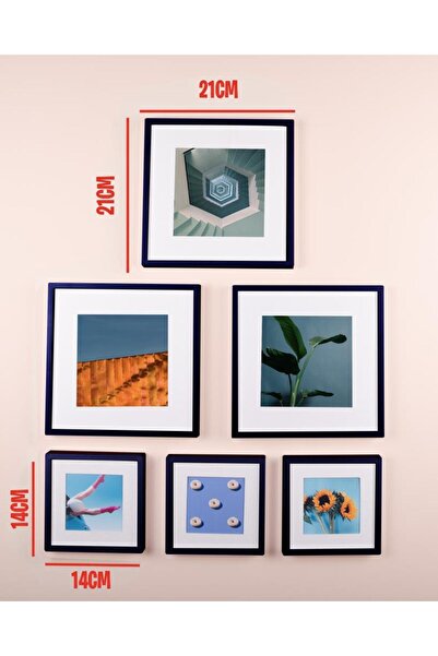 Nobbystar Black Square Photo Frame with Adhesive Removable Mat - Pack of 6