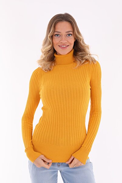 Alışveriş Sokağı Turtleneck Viscose Fabric Standard Size Lycra Knitwear Sweater