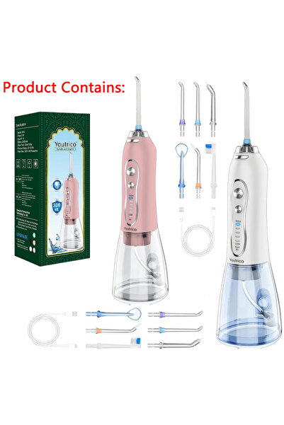 Youtrico 2 قطعة، مجموعة عائلية، جهاز تنظيف الأسنان بالماء، فرشاة أسنان، تنظيف...