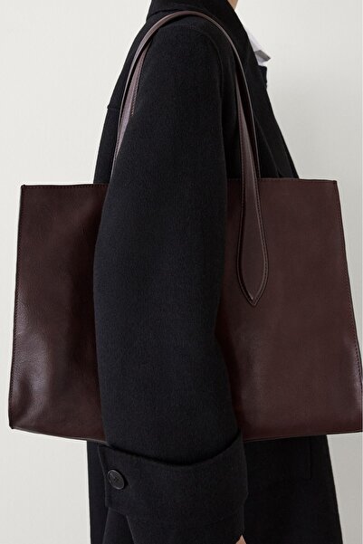 Massimo Dutti Napa deri büyük tote çanta