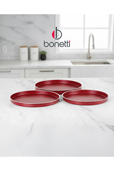 Bonetti Granit Pizza Tepsisi Seti 3'lü | 28, 30, 32 cm | Yapışmaz Yüzey