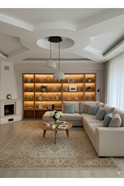 Aslan İskandinav beton avize 2 li set bone tarzı tam takım (21cm)