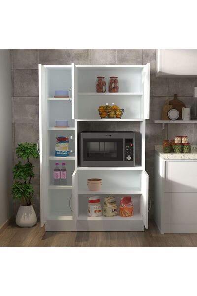 AYMOBSAN Riva 5 Kapaklı, Fırın Bölmeli Çok Amaçlı Dolap Mutfak&banyo Dolabı,kiler Beyaz