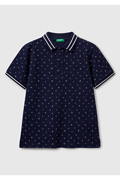 United Colors of Benetton Μπλουζάκι πόλο με ριγέ μπλε μπλέ μοτίβο για αγόρι