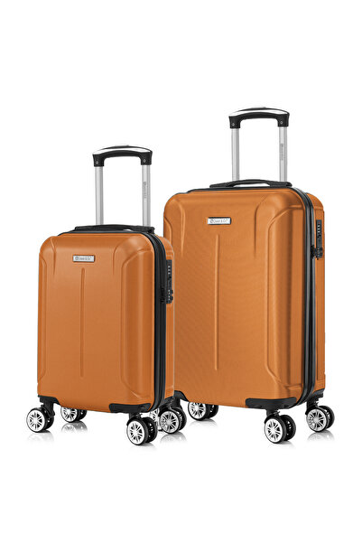 Quasar & Co. Set 2 trolere, 40x30x20cm roti detasabile/55x36x20cm, troller bagaj mana, 4 roti, ABS, Smart, camel