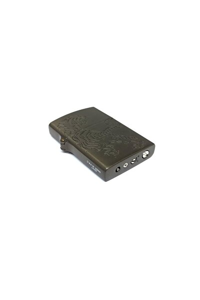 hiçdurmaal Metal Üzeri Oyma Kaplan Desenli Metal Gazlı Çakmak