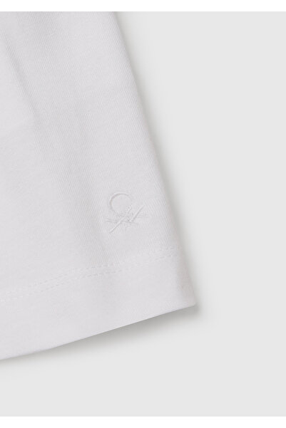 United Colors of Benetton Kız Çocuk Beyaz Logo İşlemeli Beli İpli Şort