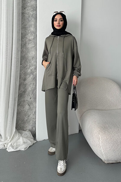 Balenbi Women's Modal Combed Oversize Hooded Hijab Tunic Set 1108