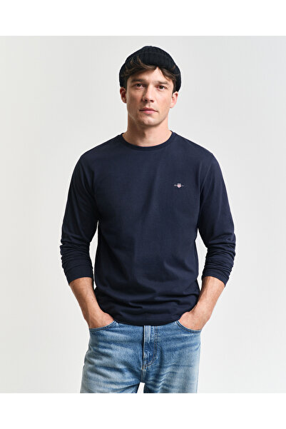 Gant Erkek Lacivert Regular Fit Bisiklet Yaka Uzun Kollu T-Shirt