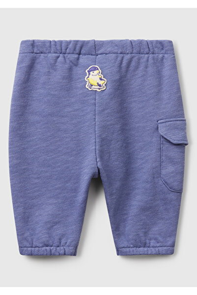 United Colors of Benetton Baby Aviator Blue Elastic Waist and Leg Decorative Drawstring Patch Pocket Sweatpants