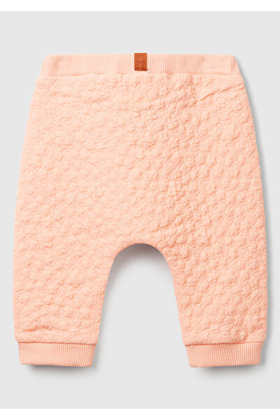 United Colors of Benetton Bebek Yavruağzı Jakarlı Logo Detaylı Dekoratif İpli Ribanalı Eşofman Altı