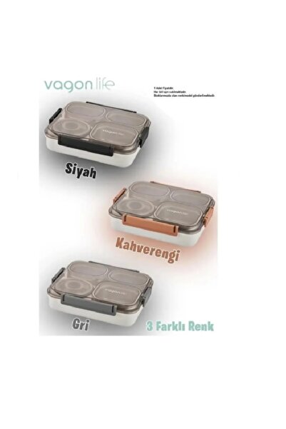 Vagonlife Vagon Life 1200 Ml 4 Bölmeli Paslanmaz Çelik Beslenme Kutusu Xc-7080 3 Renk- Tek Rek gönderilir