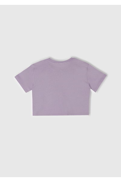 United Colors of Benetton Girl's lilac bright Printed crew neck t-shirt