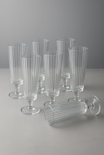 YzHome Set of 6 Glass Coffee Side Water Glass Cups with Feet Tall 150ml
