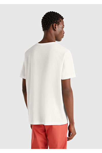 United Colors of Benetton Men's White 100% Cotton Crew Neck T-Shirt