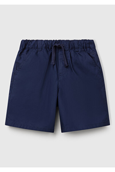 United Colors of Benetton Erkek Çocuk Lacivert Beli Büzgü İpli Bermuda Şort