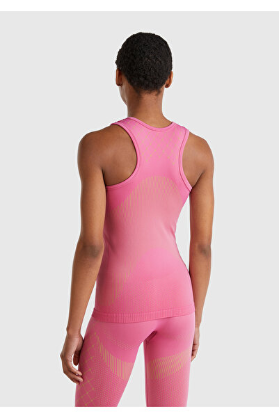 United Colors of Benetton Women's Pink Patterned Seamless Tank Top