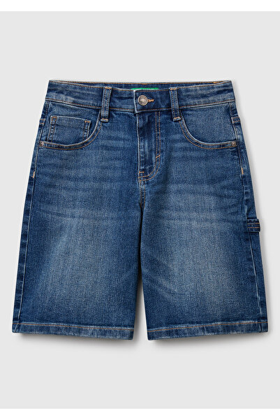 United Colors of Benetton Erkek Çocuk Koyu Denim Taş Yıkama Straight Fit Deni...