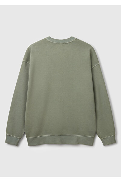 United Colors of Benetton Ανδρικό φούτερ με λογότυπο από πράσινο βαμβάκι με λεπτομέρεια ετικέτας