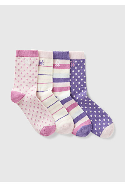 United Colors of Benetton Комплект от 4 дълги чорапи за момче с люляков микс ...